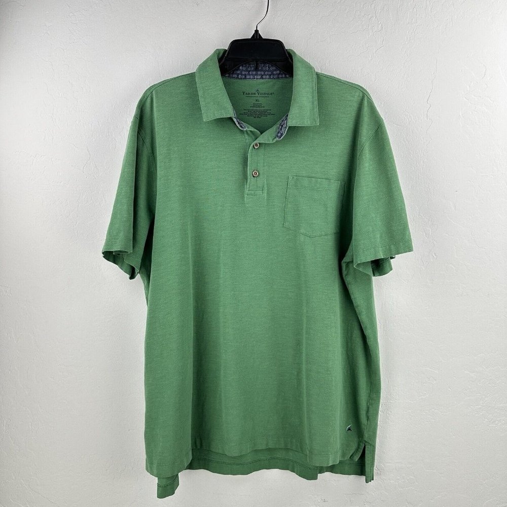 Tailor Vintage Mens Golf Polo Shirt Size XL Green Short Sleeve Casual